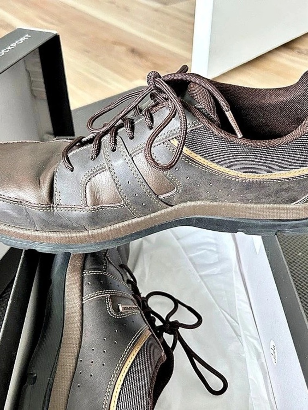 Rockport Style 6KYW0828 Leather Sneakers Brown US 13 Like New